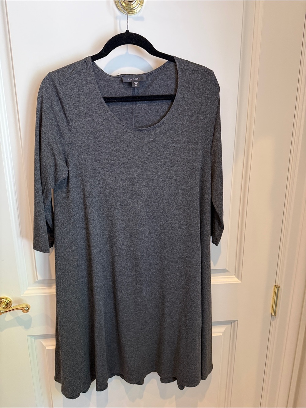 Karen Kane Charcoal Gray Scoop-Neck Midi Dress